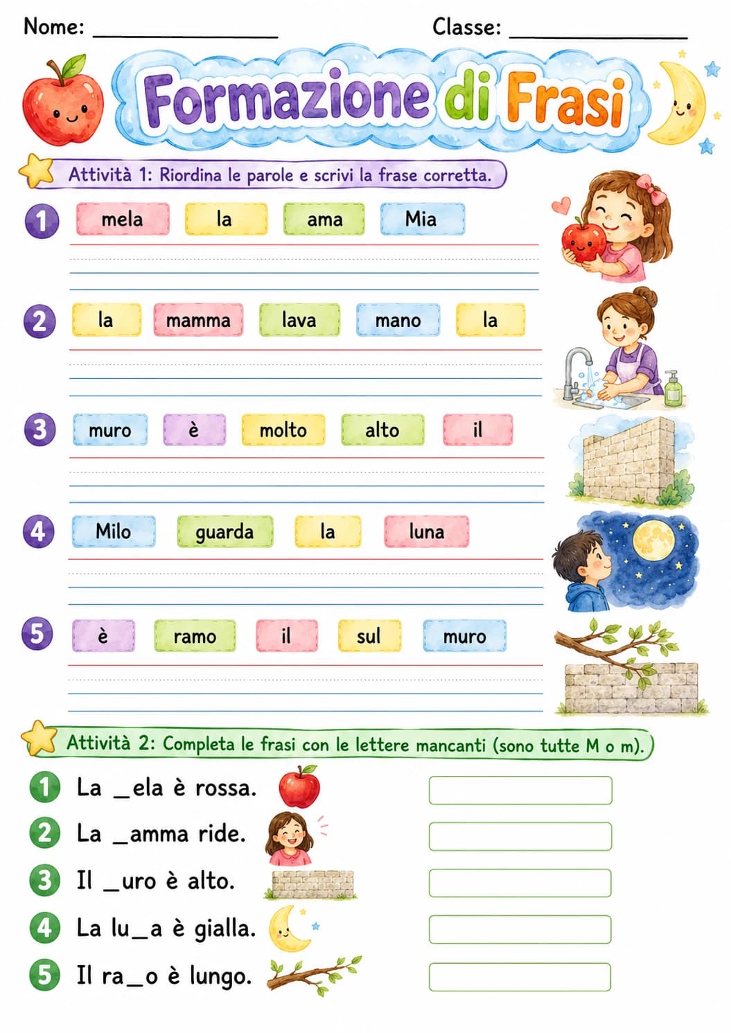 Italian Letter M Phonics Worksheets Pack page 8 printable worksheet preview