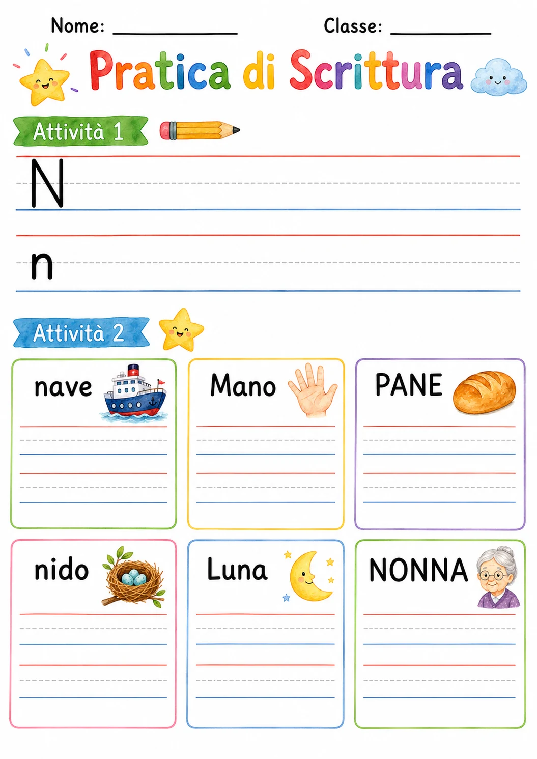 Italian Letter N Phonics Worksheets Pack page 4 printable worksheet preview