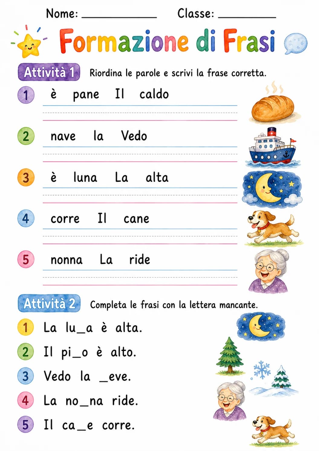 Italian Letter N Phonics Worksheets Pack page 8 printable worksheet preview