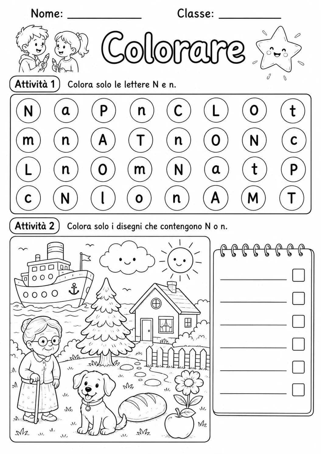 Italian Letter N Phonics Worksheets Pack page 9 printable worksheet preview