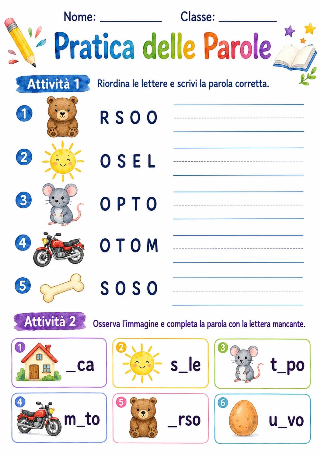 Italian Letter O Phonics Worksheets Pack page 6 printable worksheet preview