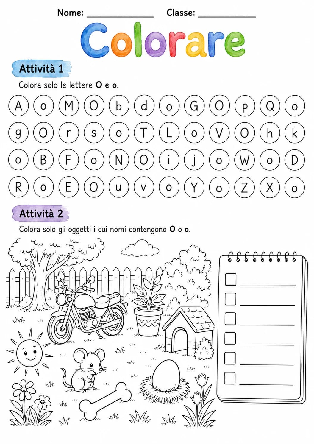 Italian Letter O Phonics Worksheets Pack page 9 printable worksheet preview