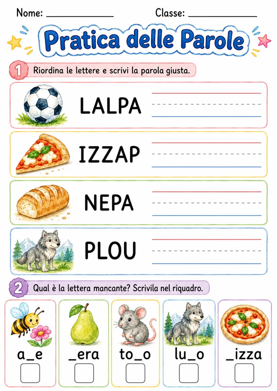 Italian Letter P Phonics Worksheets Pack page 6 printable worksheet preview