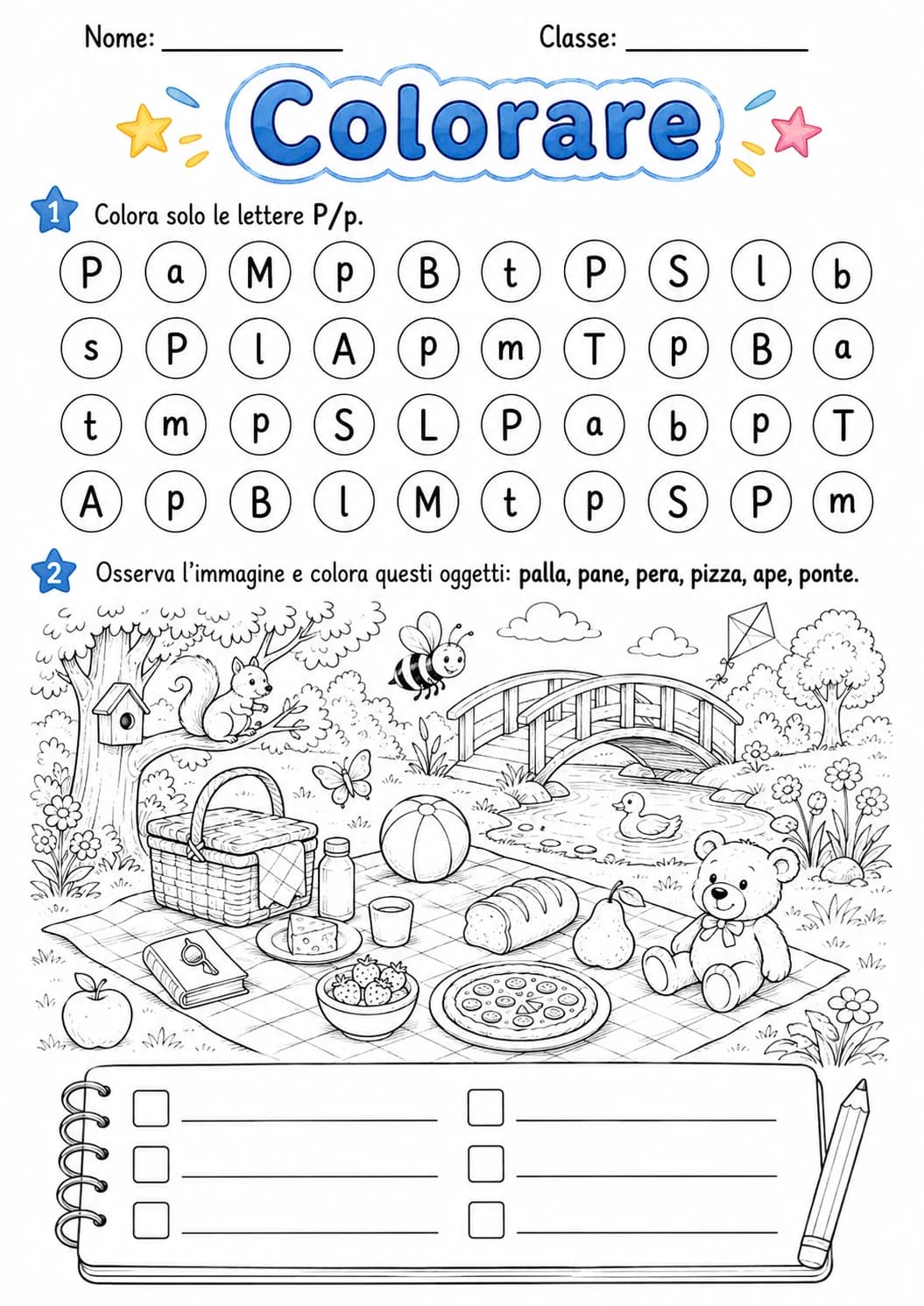 Italian Letter P Phonics Worksheets Pack page 9 printable worksheet preview