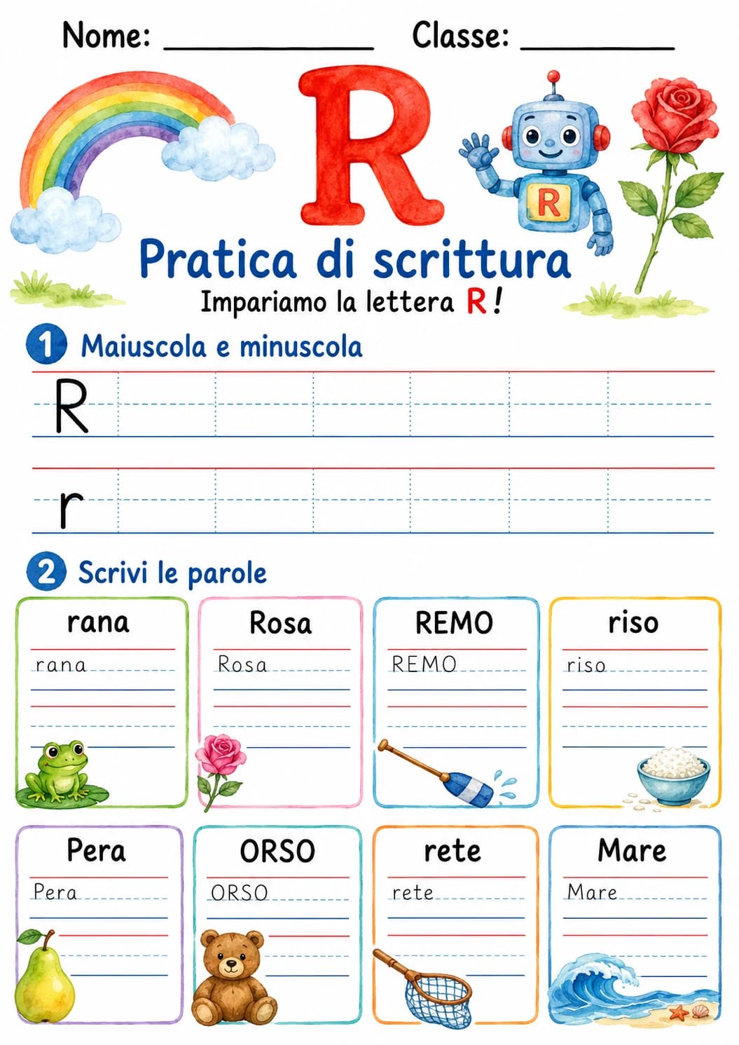 Italian Letter R Phonics Worksheets Pack page 4 printable worksheet preview