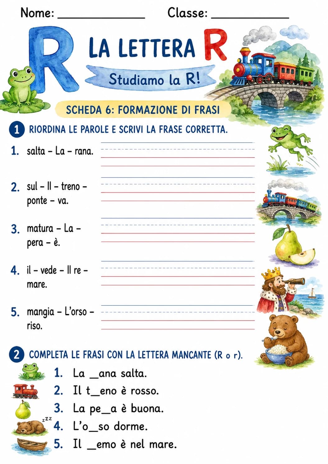 Italian Letter R Phonics Worksheets Pack page 8 printable worksheet preview