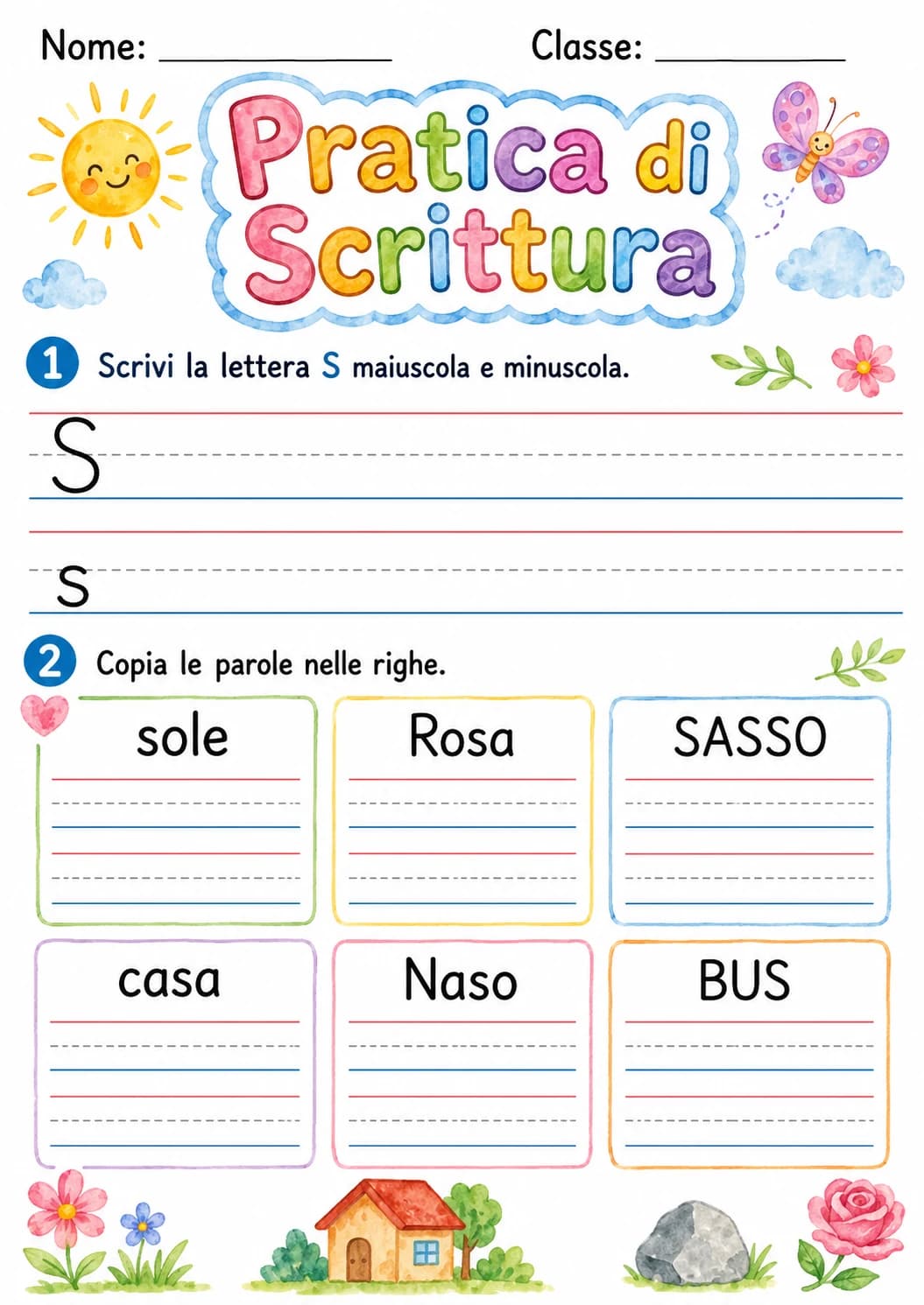 Italian Letter S Phonics Worksheets Pack page 4 printable worksheet preview