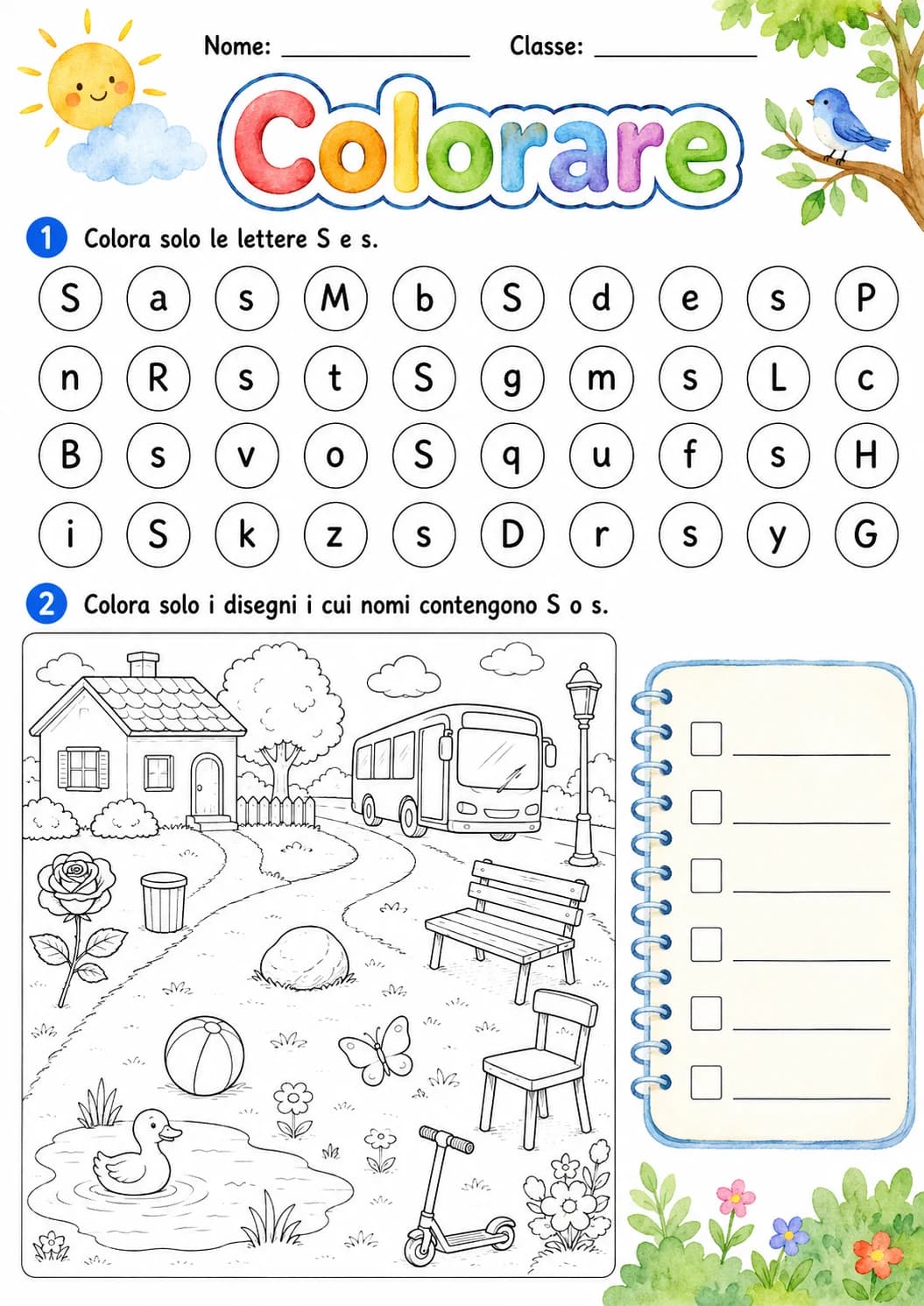 Italian Letter S Phonics Worksheets Pack page 9 printable worksheet preview