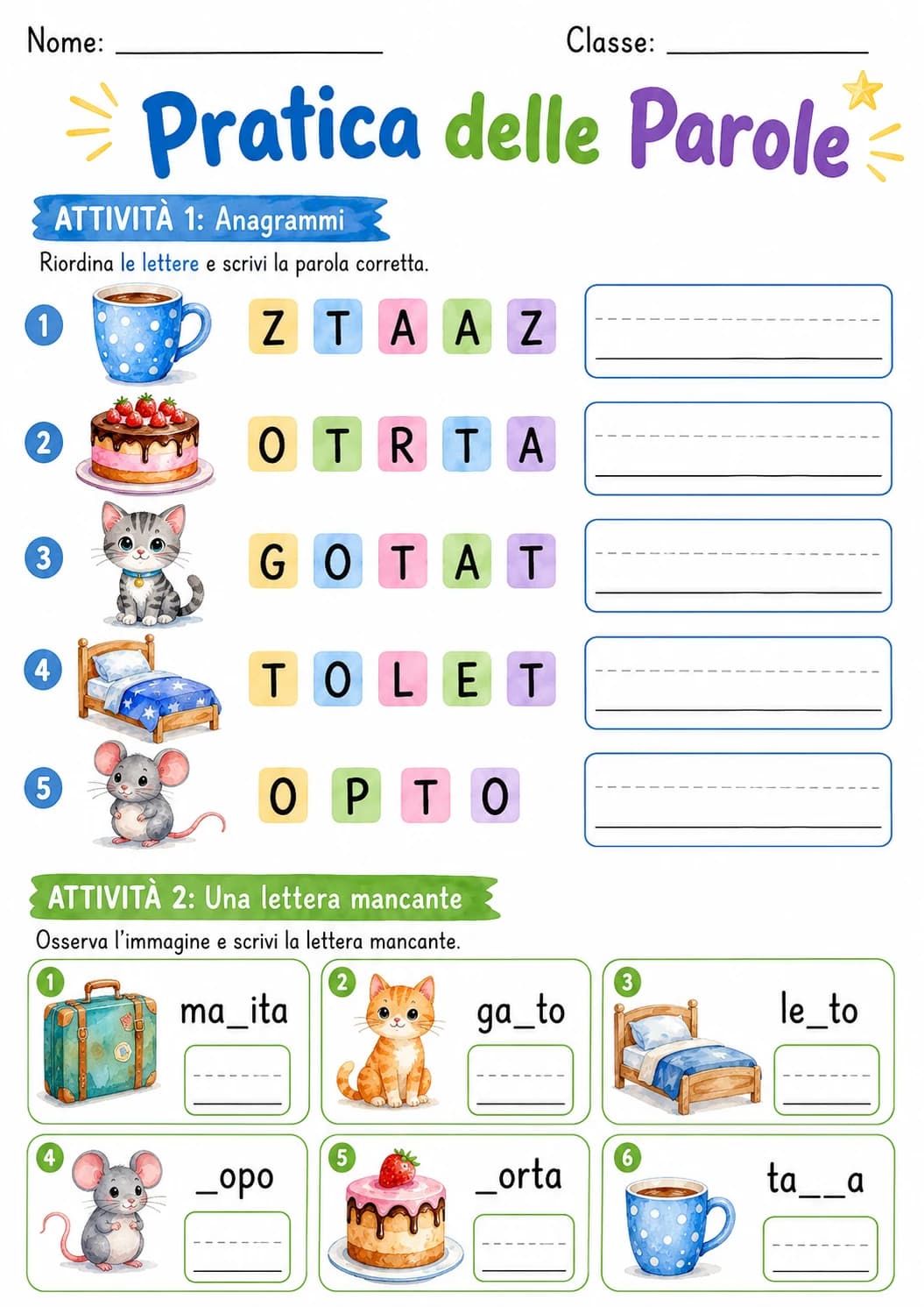 Italian Letter T Phonics Worksheets Pack page 6 printable worksheet preview