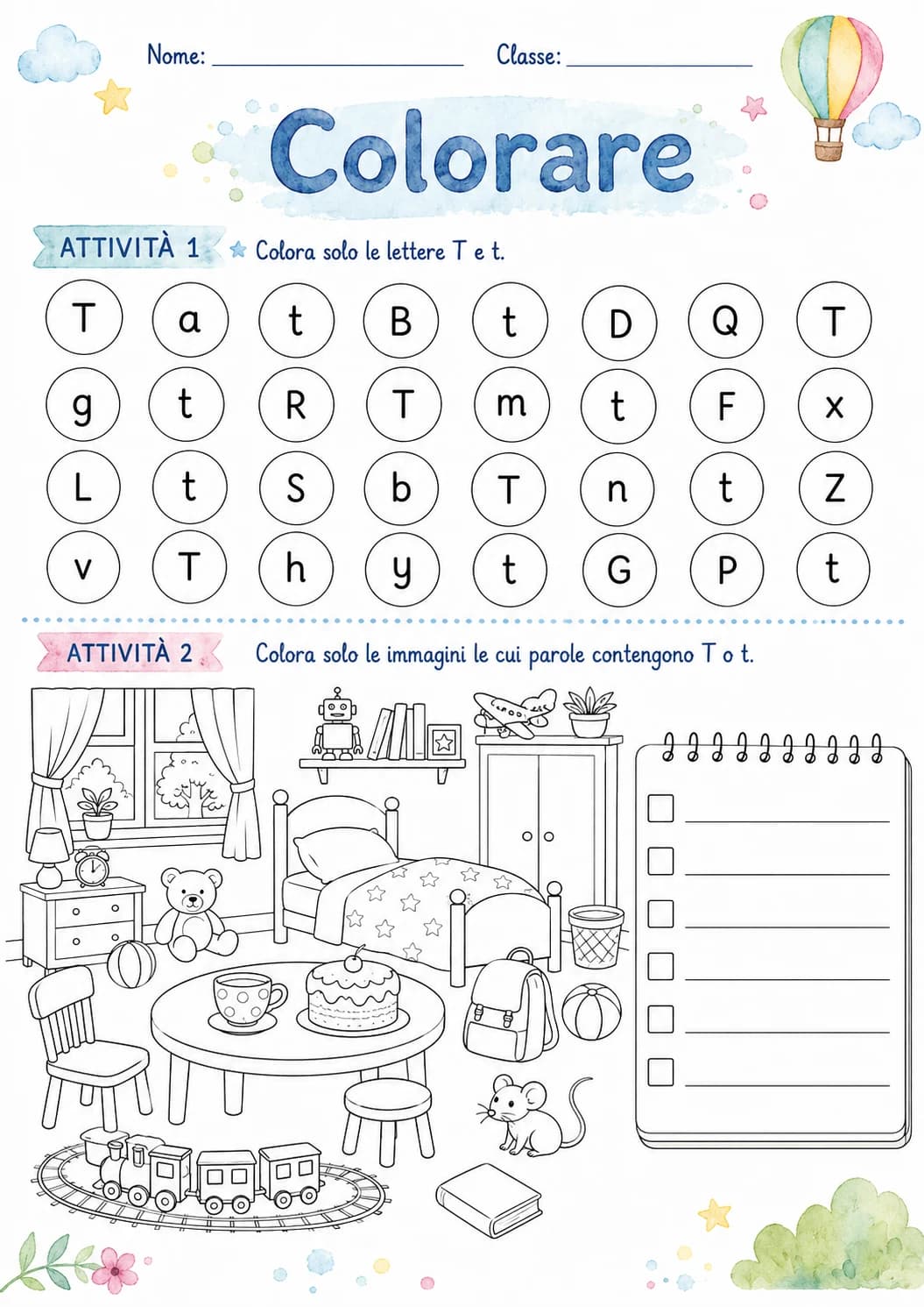 Italian Letter T Phonics Worksheets Pack page 9 printable worksheet preview
