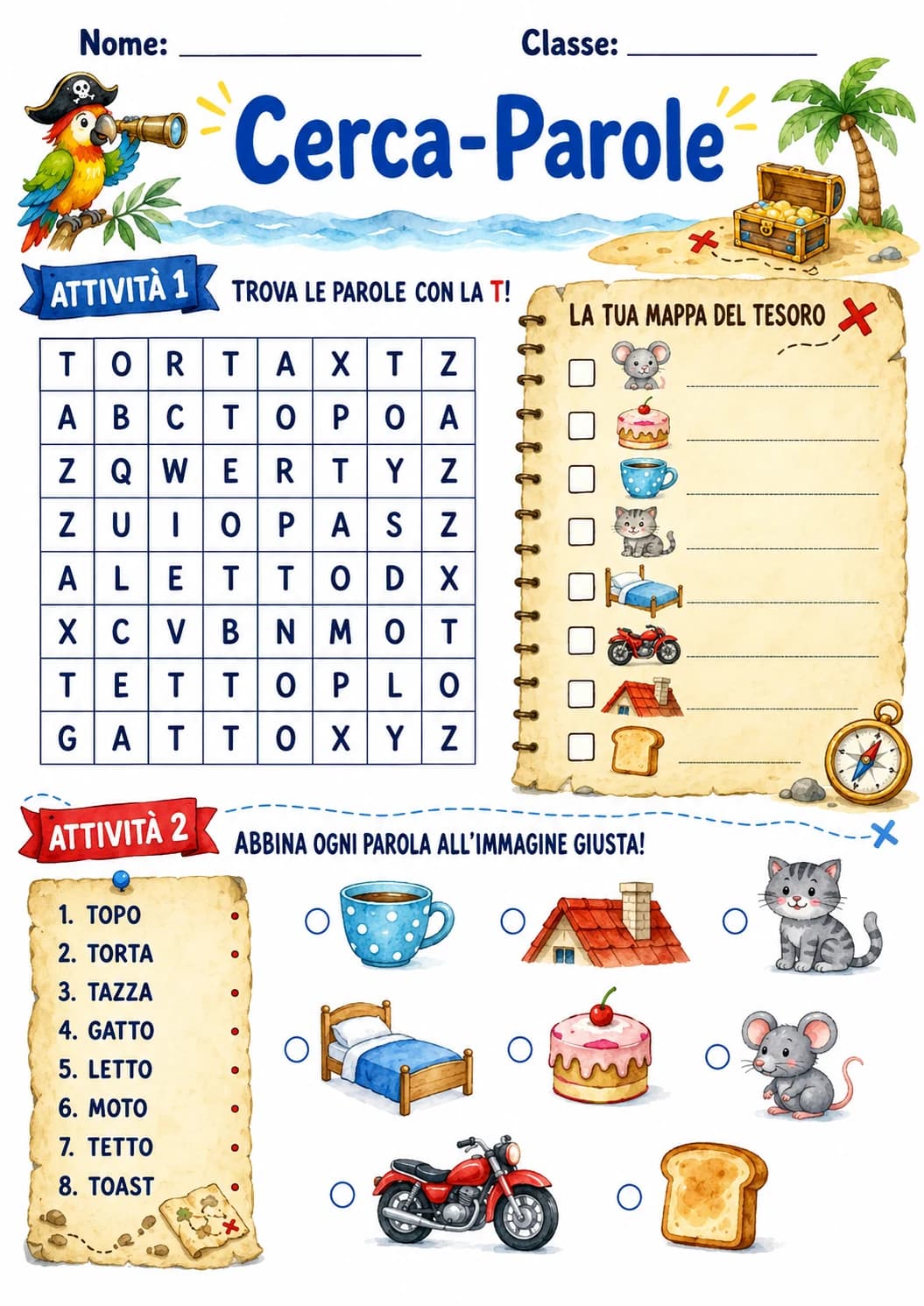 Italian Letter T Phonics Worksheets Pack page 10 printable worksheet preview