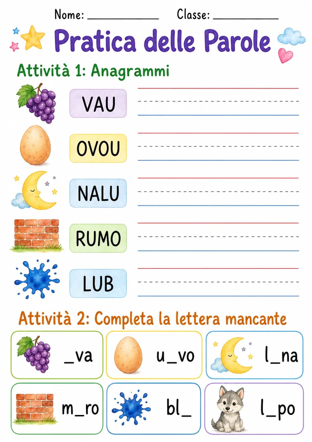 Italian Letter U Phonics Worksheets Pack page 6 printable worksheet preview