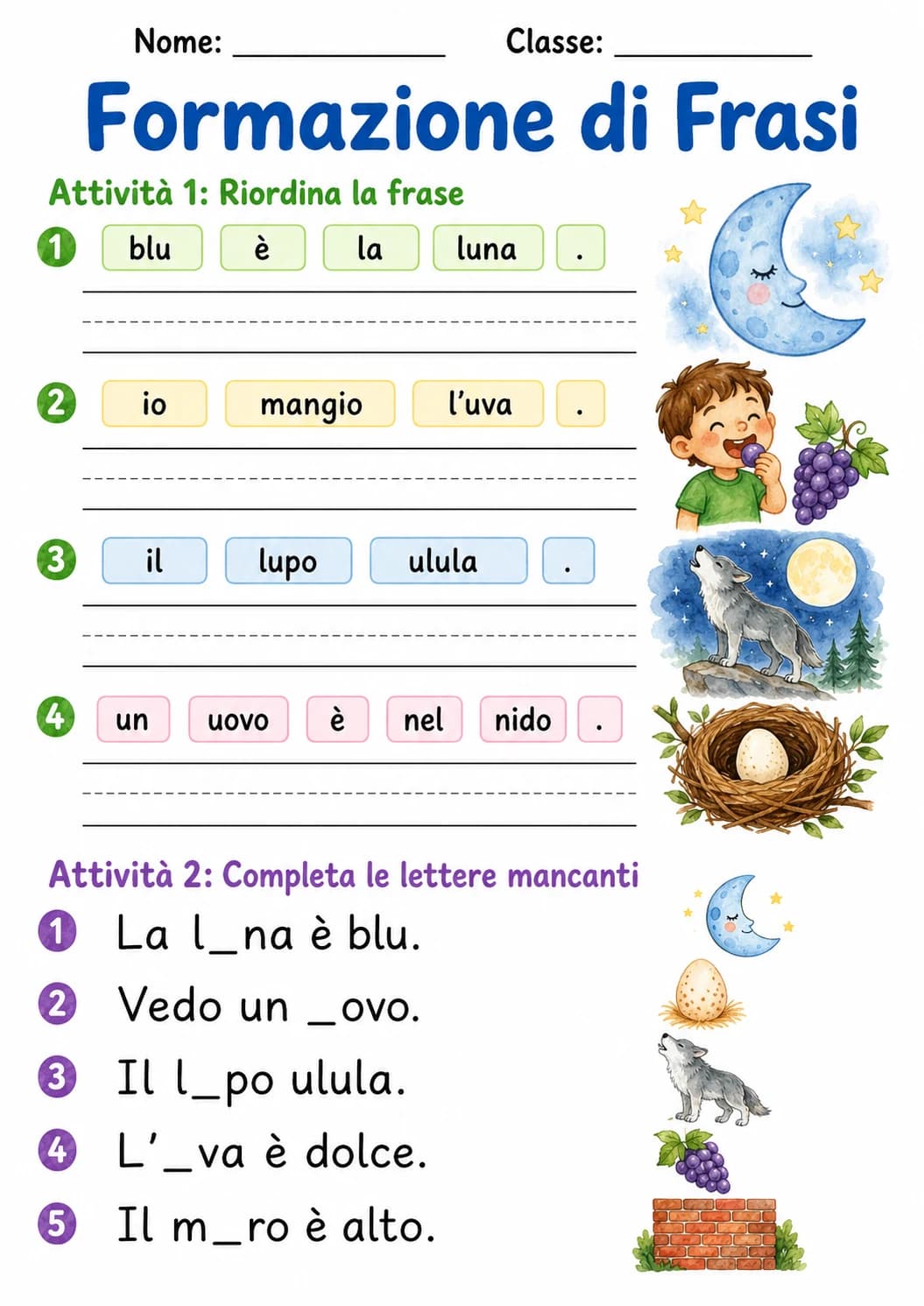 Italian Letter U Phonics Worksheets Pack page 8 printable worksheet preview