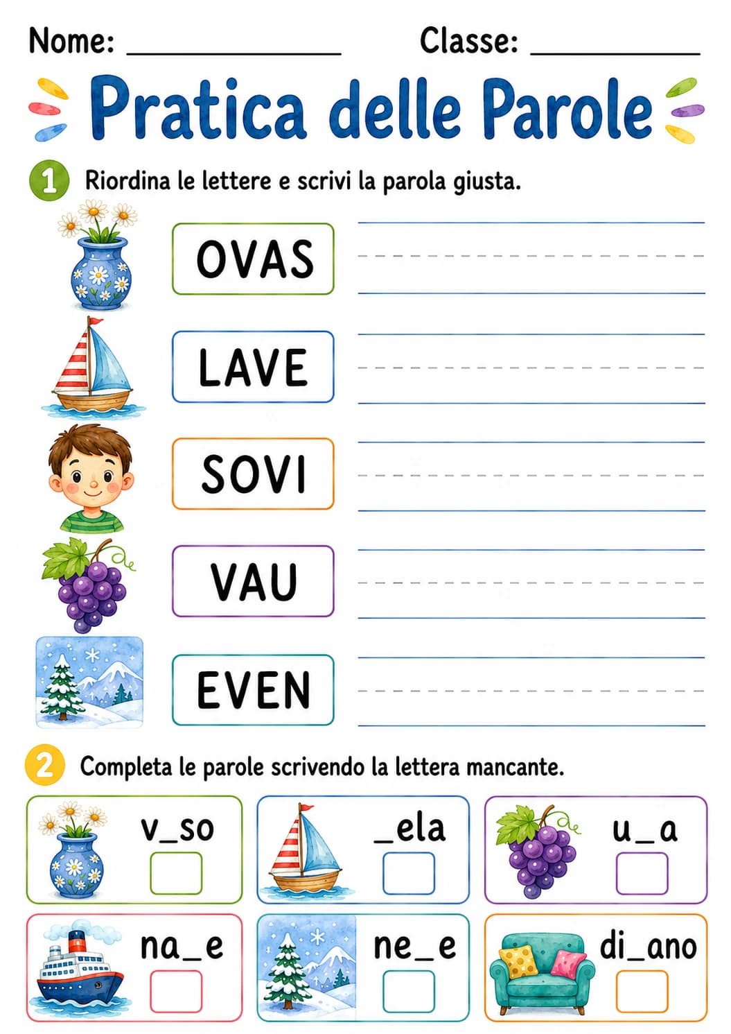 Italian Letter V Phonics Worksheets Pack page 6 printable worksheet preview
