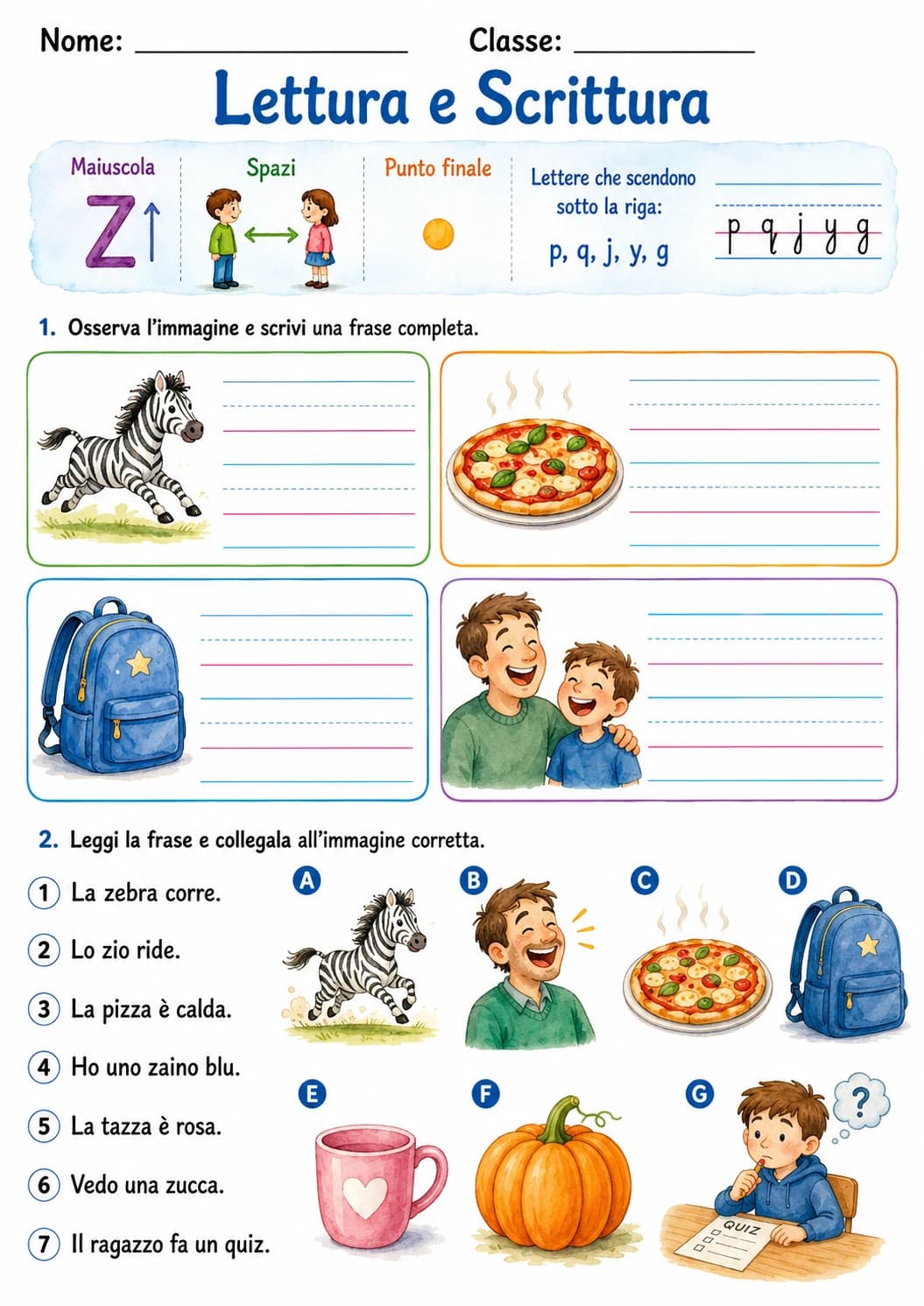 Italian Letter Z Phonics Worksheets Pack page 7 printable worksheet preview