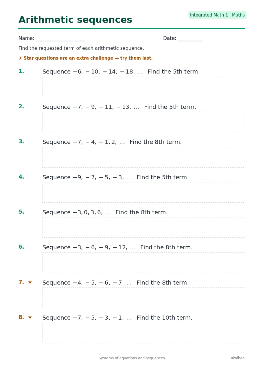 Arithmetic sequences