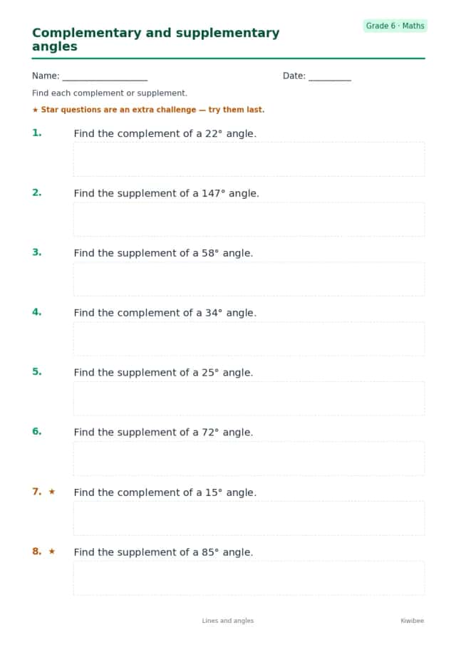 Complementary and supplementary angles