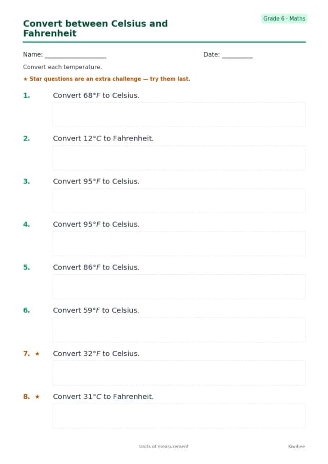 Convert between Celsius and Fahrenheit