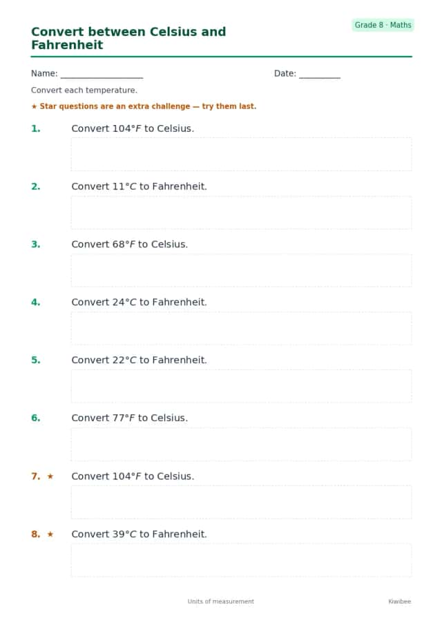 Convert between Celsius and Fahrenheit