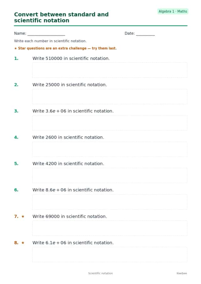 Convert between standard and scientific notation