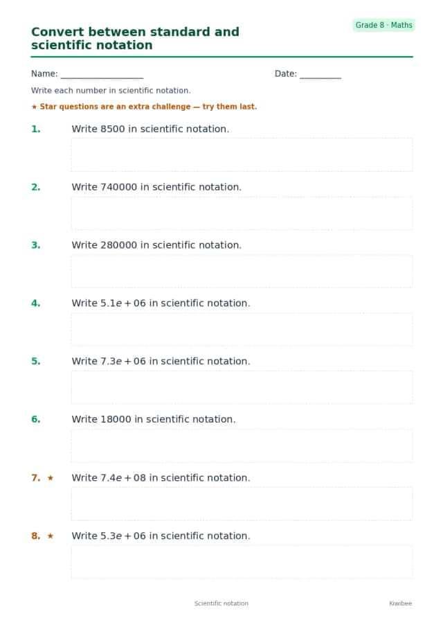 Convert between standard and scientific notation
