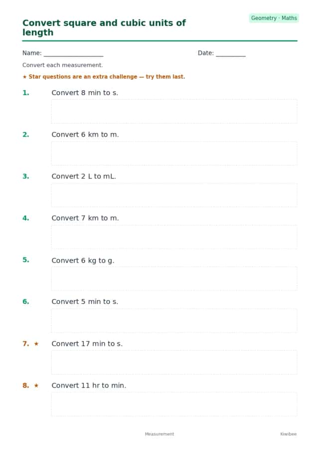 Convert square and cubic units of length