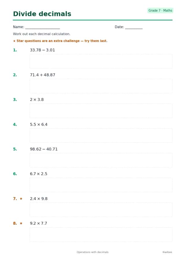Divide decimals