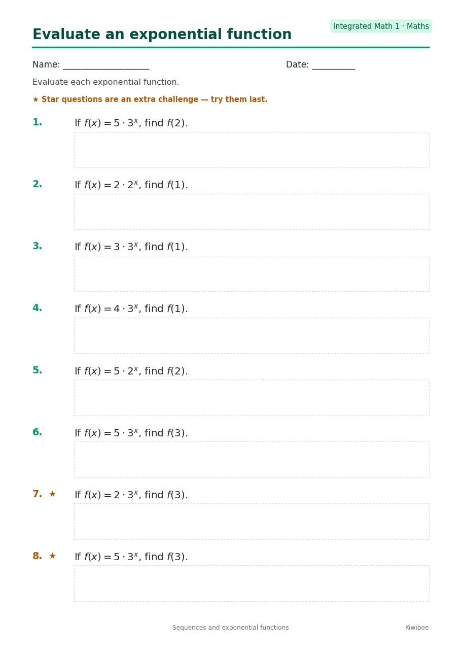 Evaluate an exponential function