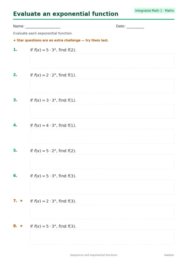Evaluate an exponential function