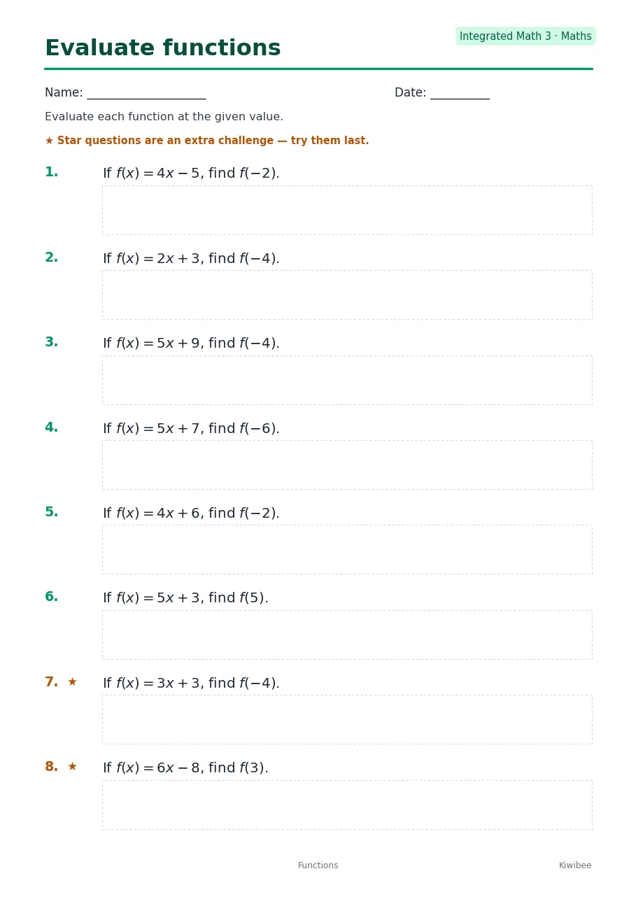 Evaluate functions