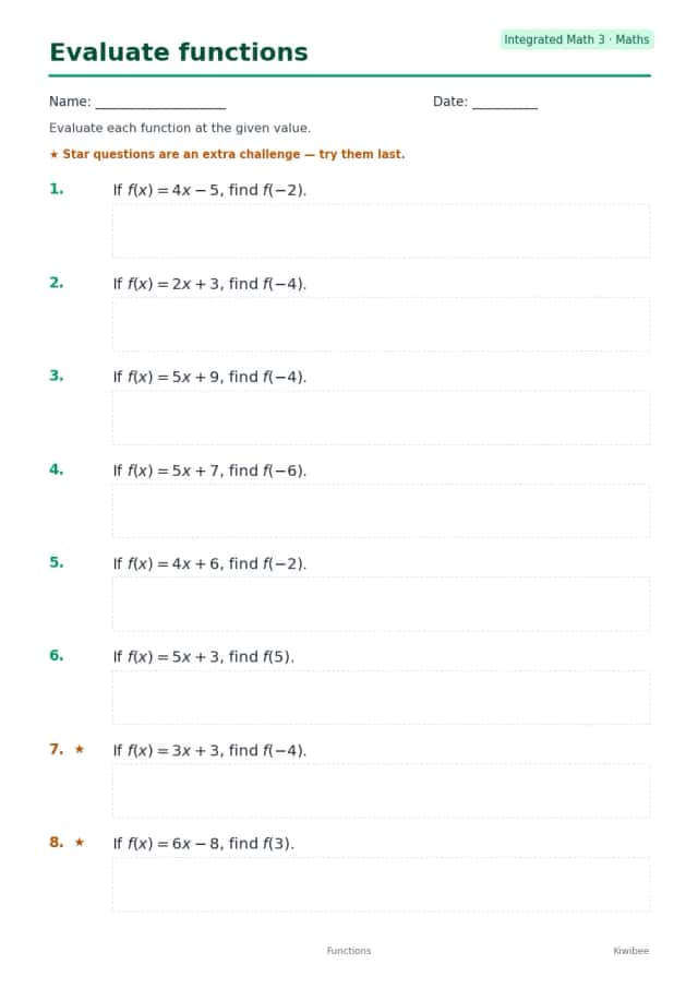 Evaluate functions