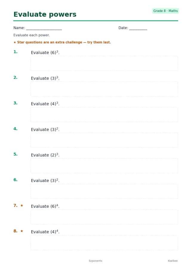 Evaluate powers