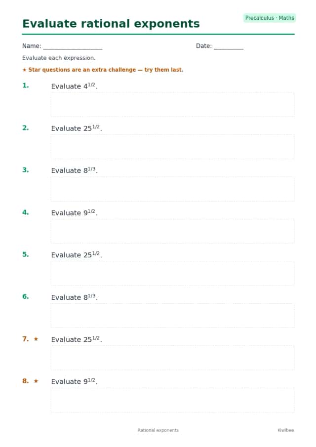 Evaluate rational exponents