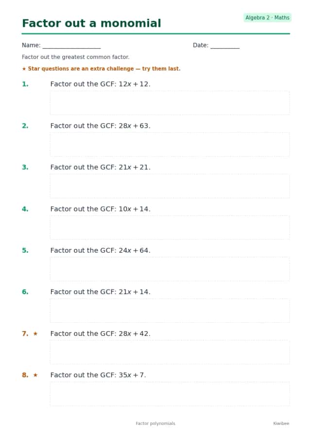 Factor out a monomial