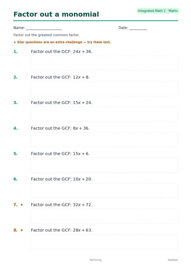 Factor out a monomial