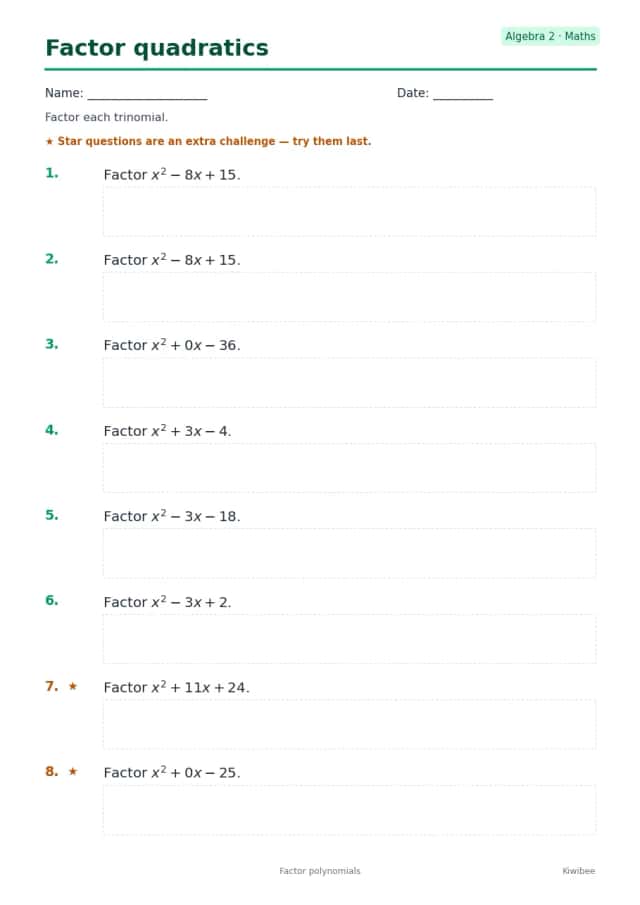 Factor quadratics