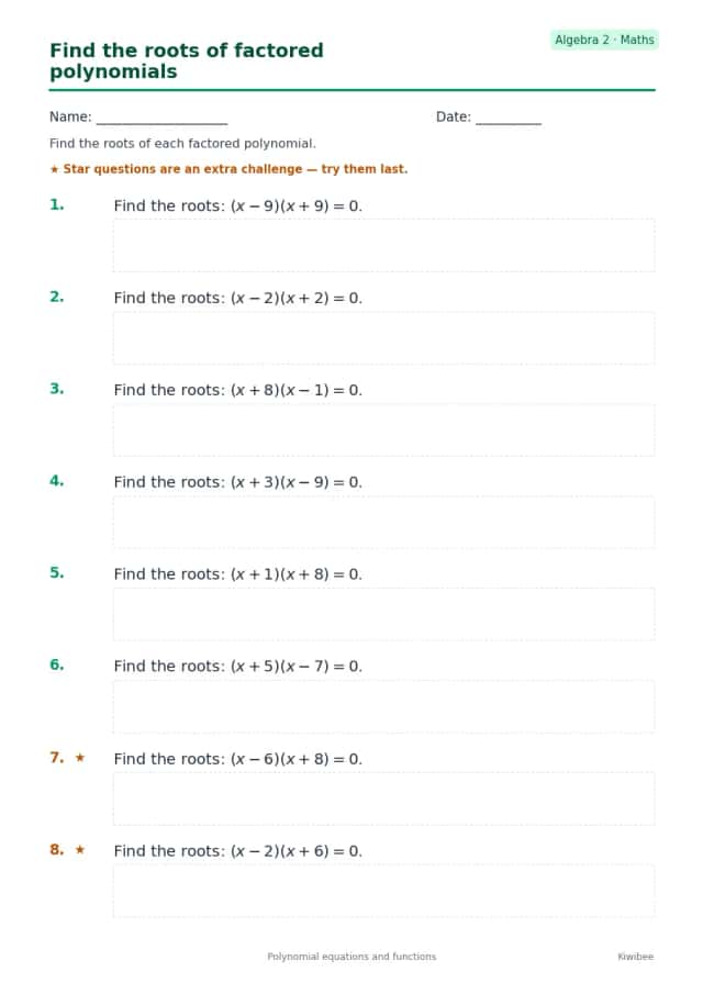 Find the roots of factored polynomials