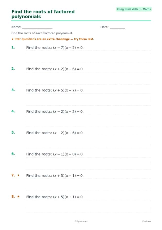 Find the roots of factored polynomials