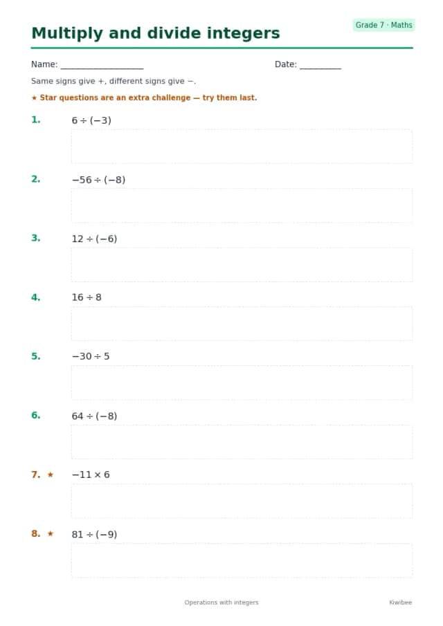 Multiply and divide integers