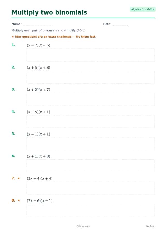 Multiply two binomials