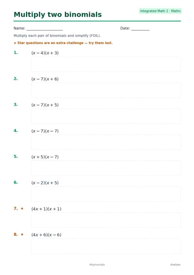 Multiply two binomials