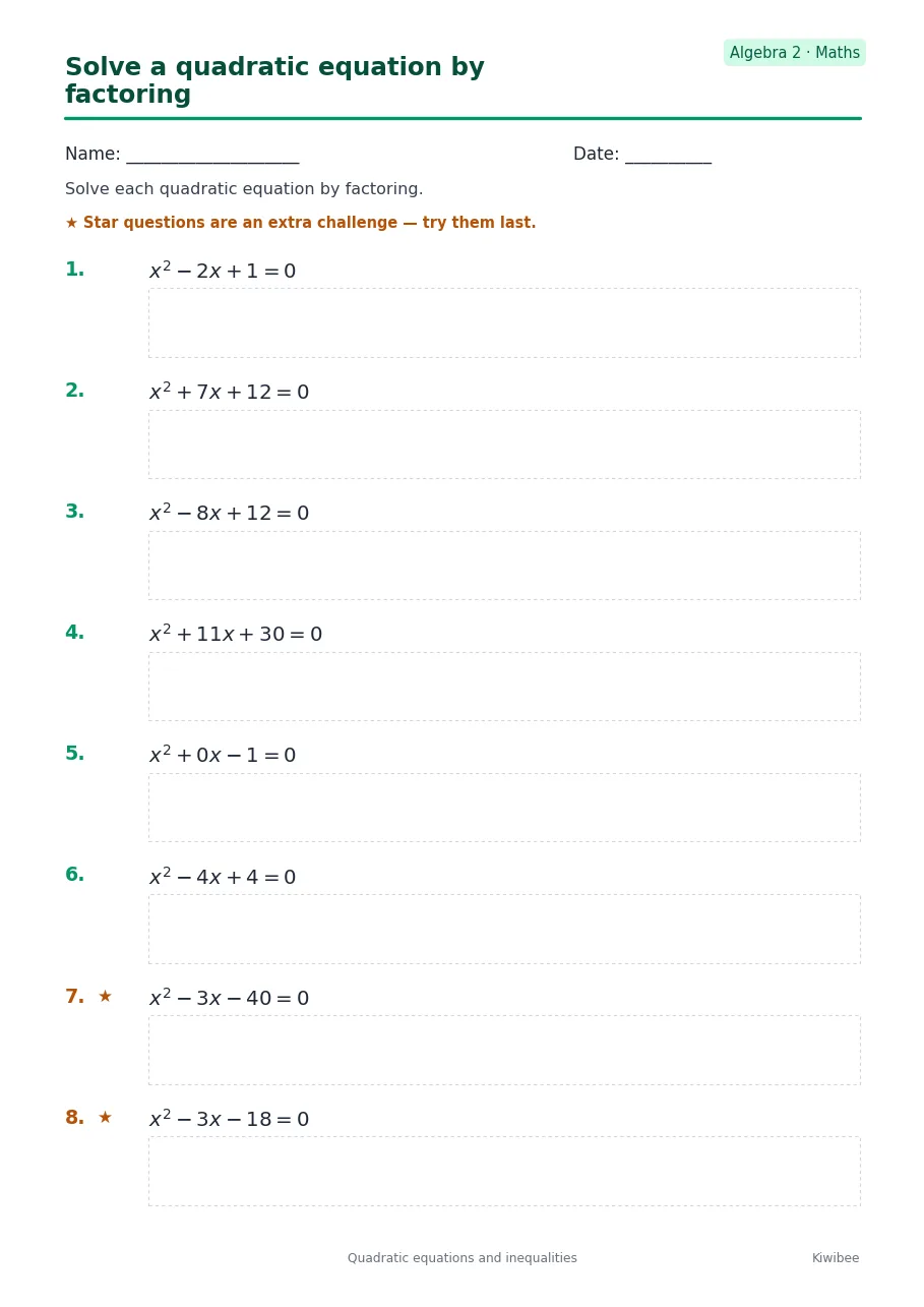 Solve a quadratic equation by factoring