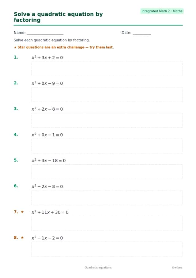Solve a quadratic equation by factoring