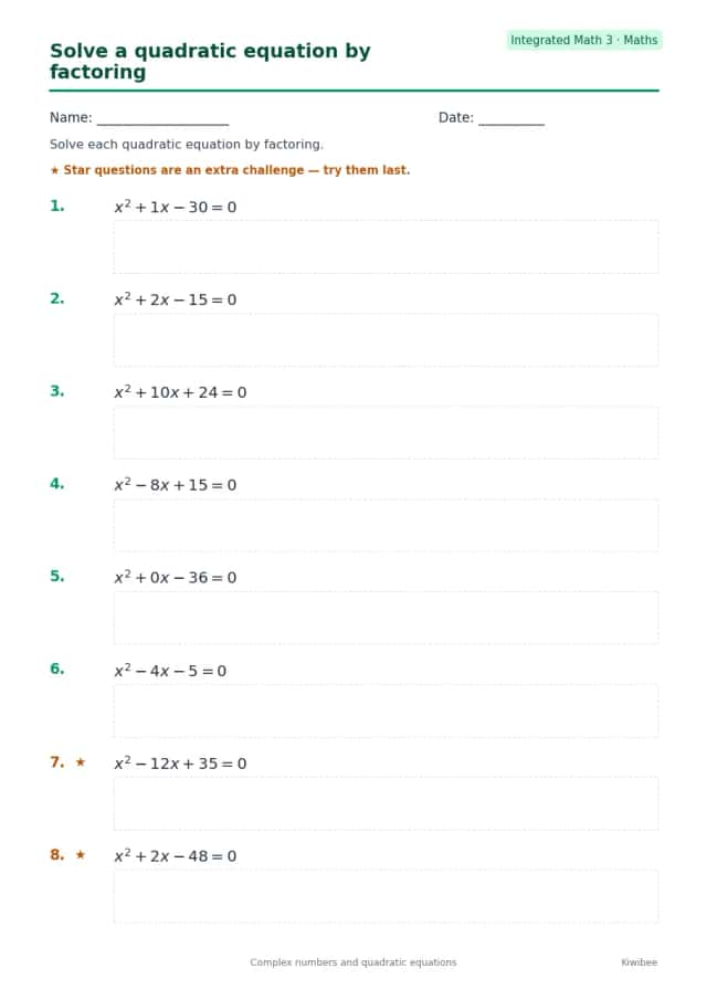 Solve a quadratic equation by factoring
