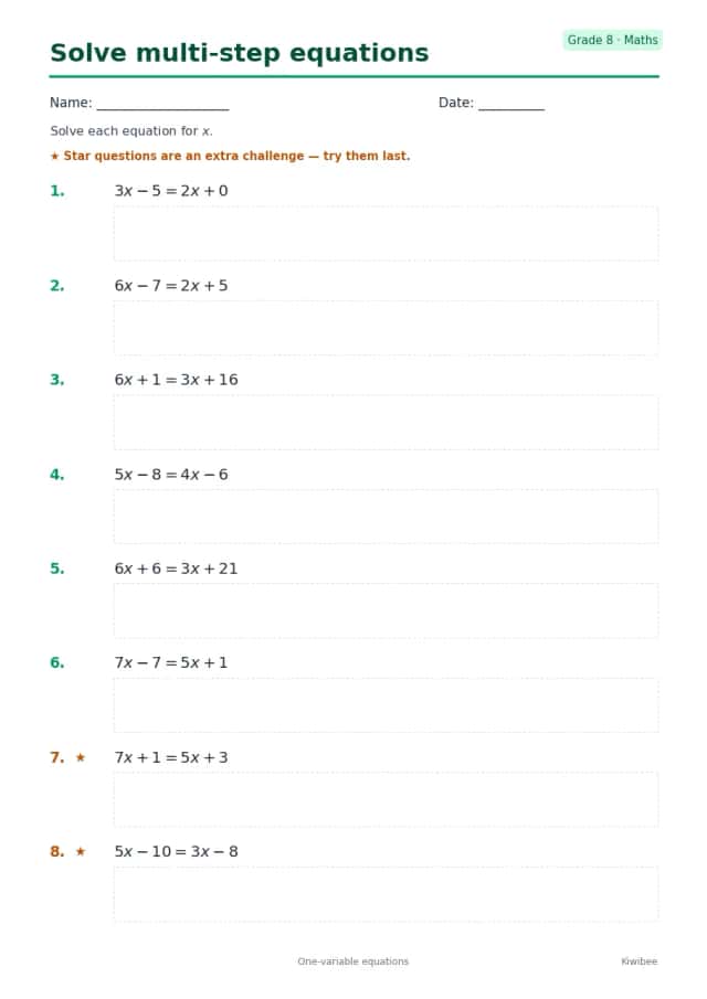 Solve multi-step equations