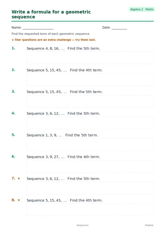 Write a formula for a geometric sequence