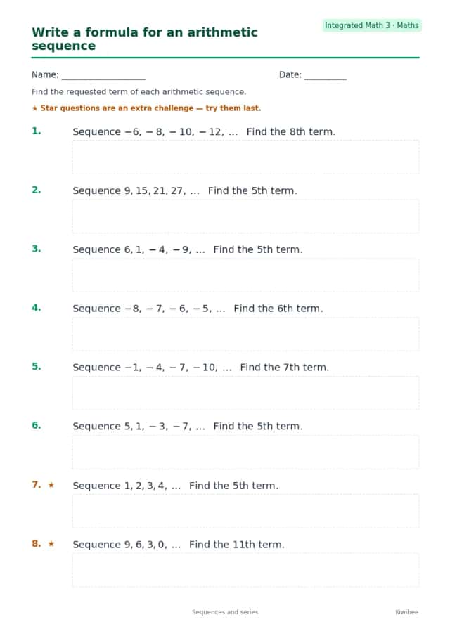 Write a formula for an arithmetic sequence