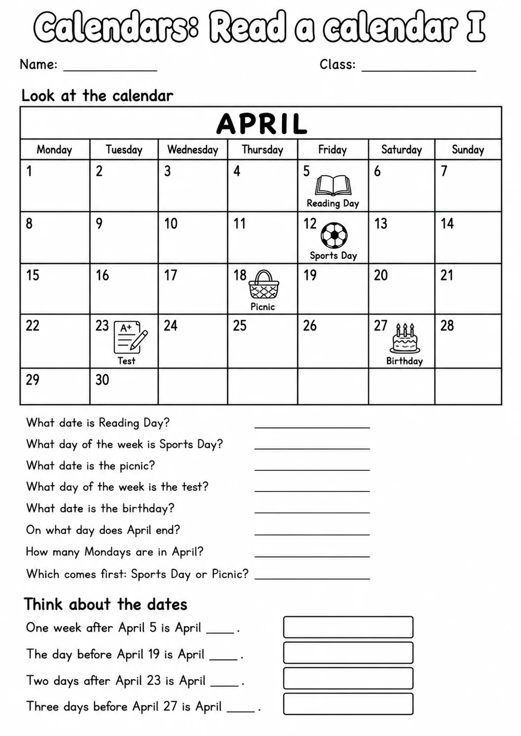 Grade 2 Calendars Math Worksheet Pack printable worksheet pack preview