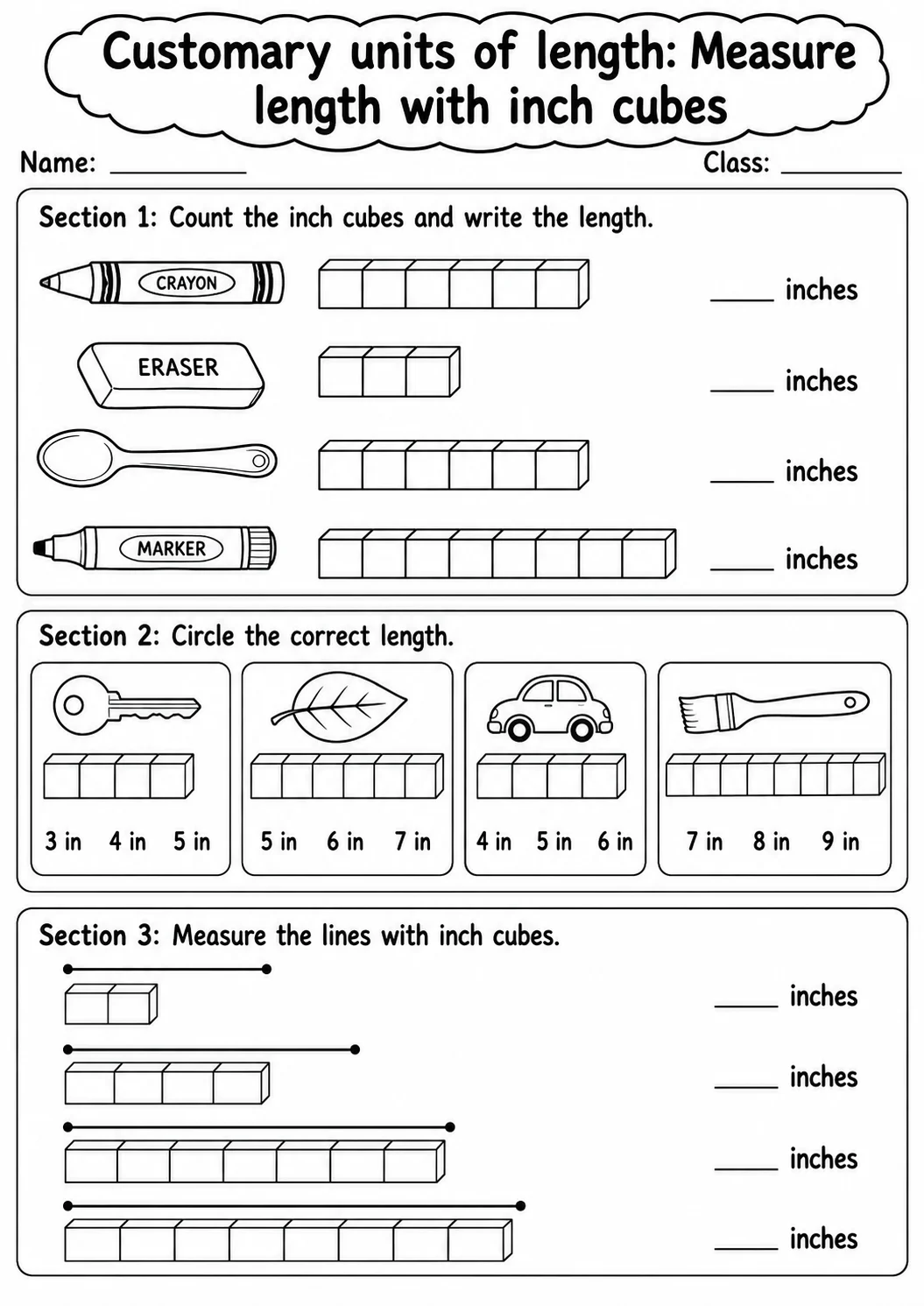 Grade 2 Customary Units Of Length Math Worksheet Pack printable worksheet pack preview