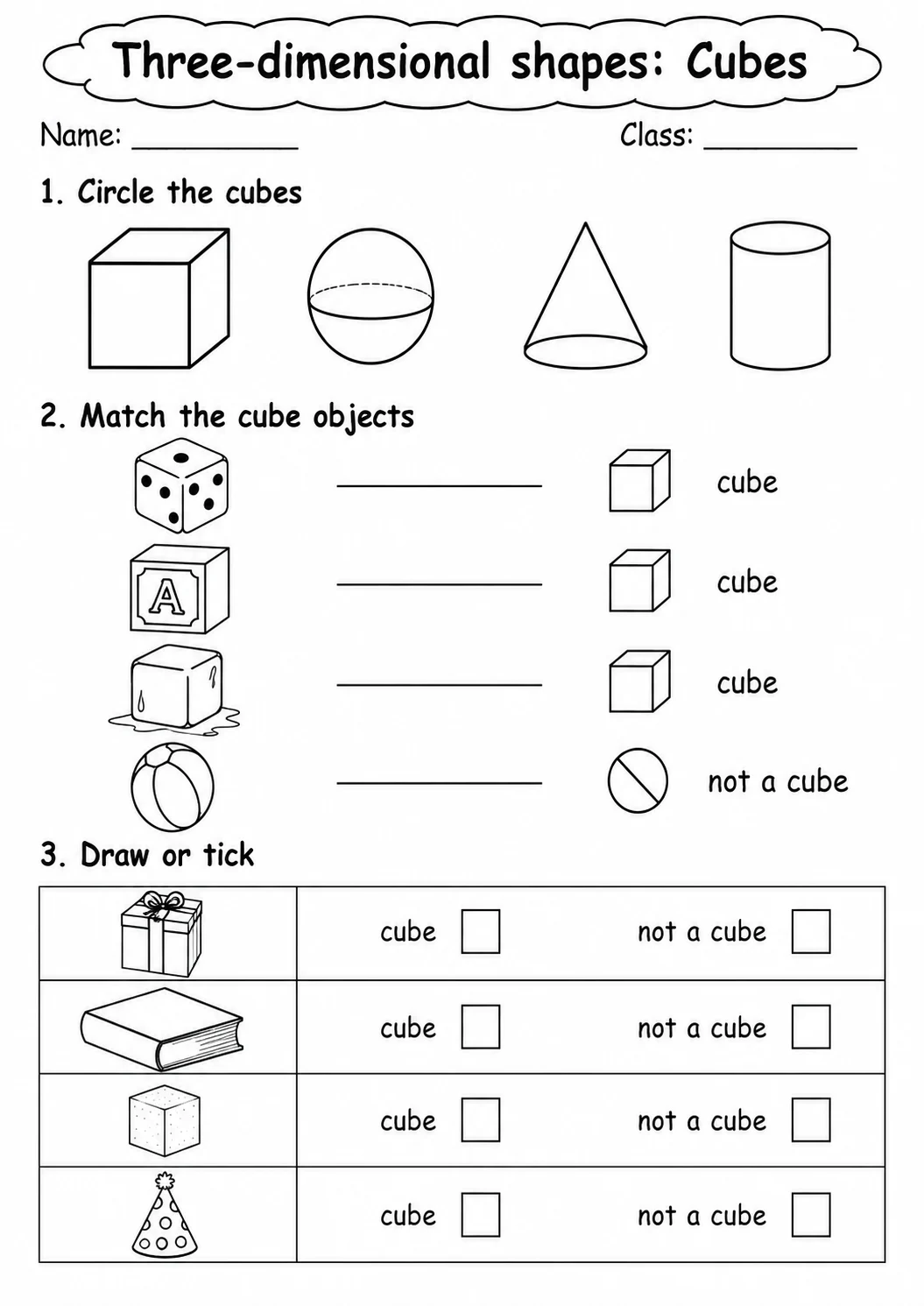 Grade 2 Three-dimensional Shapes Math Worksheet Pack printable worksheet pack preview
